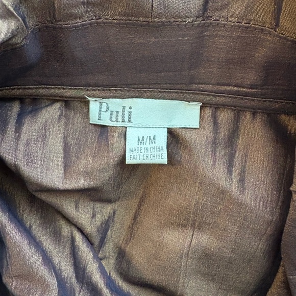 Puli Women’s M Jacket Brown Ruched Collar Roll Tab Sleeves - Picture 8 of 9